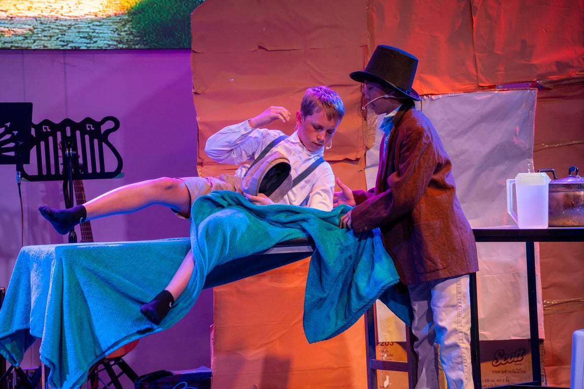 Grade 7 students performing ‘God’s Smuggler’ during the last week of school.