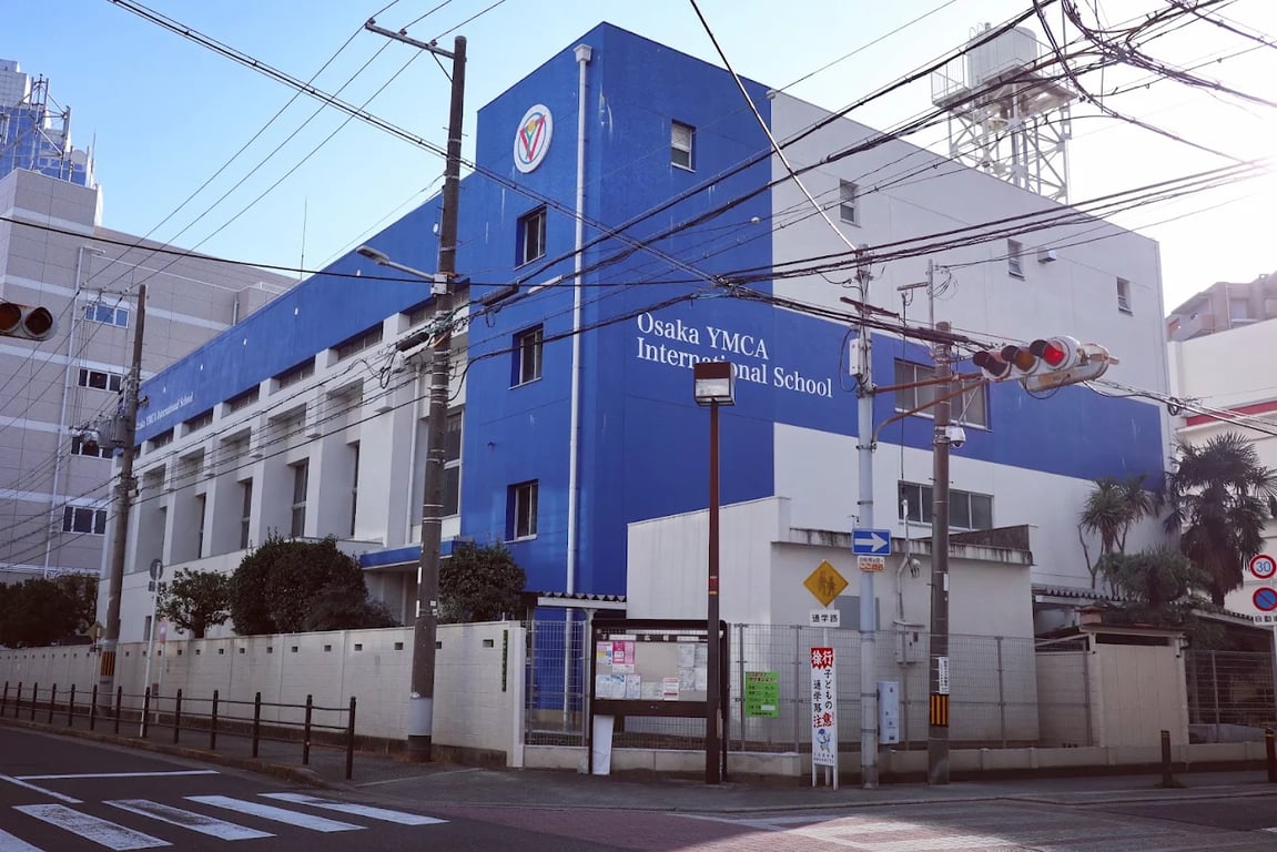 Street-side view of the Osaka YMCA International School academic facility.