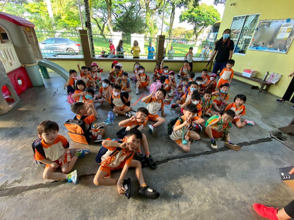 Students showing excitement for field trip.