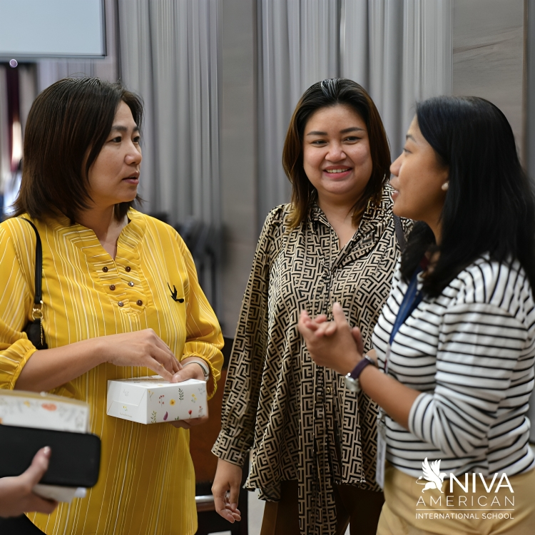 Parents connect and share during a community event.