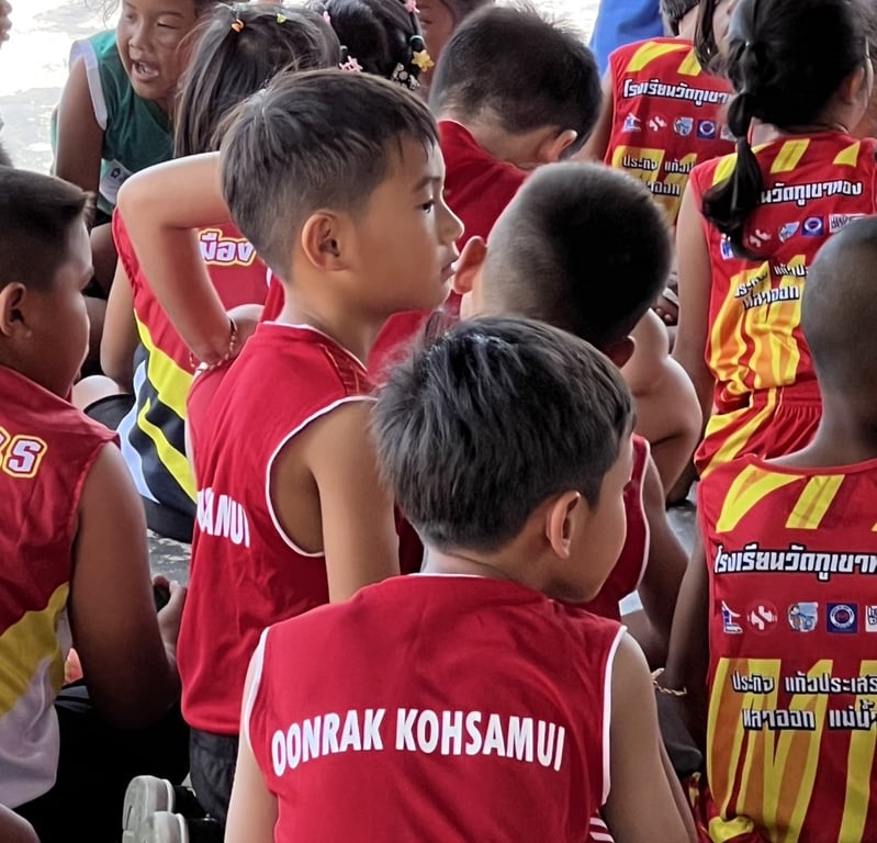 Oonrak Koh Samui athletes gather before the district competition.