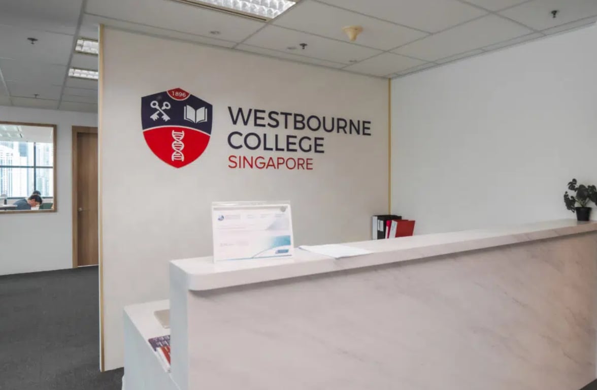Reception of Westbourne College Singapore campus. 