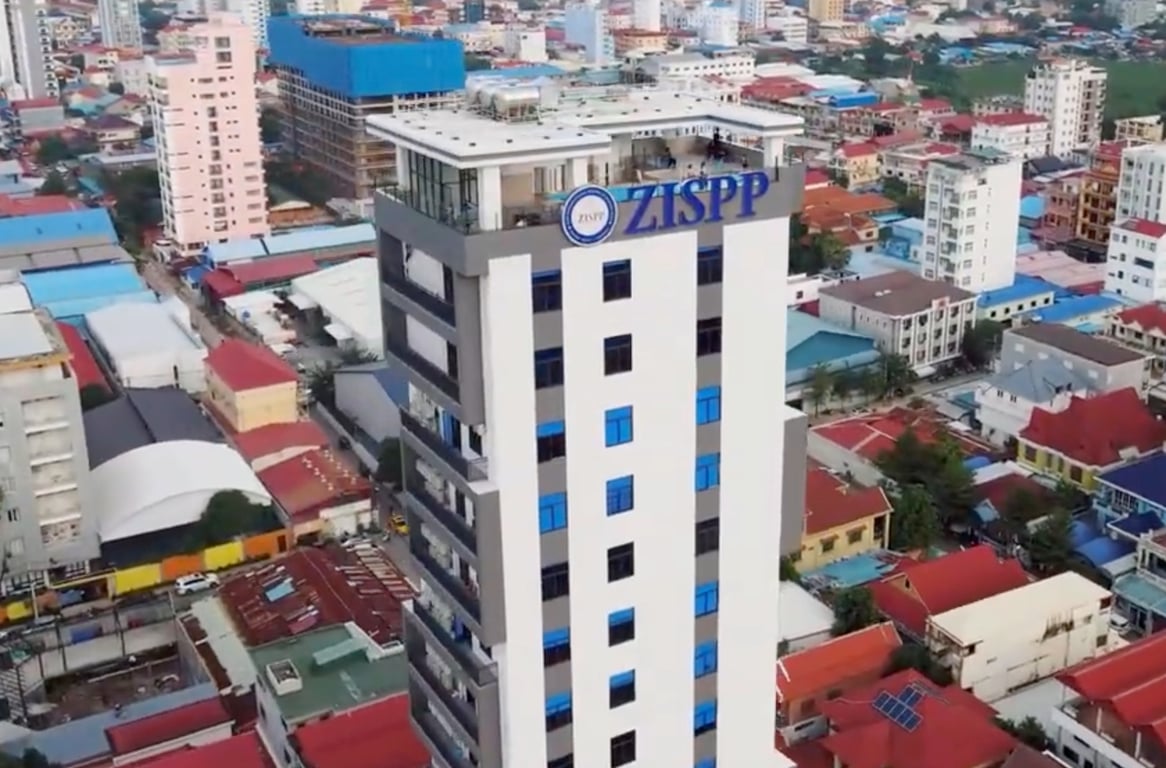 Zion International School of Phnom Penh main campus building towering over the neighbourhood.