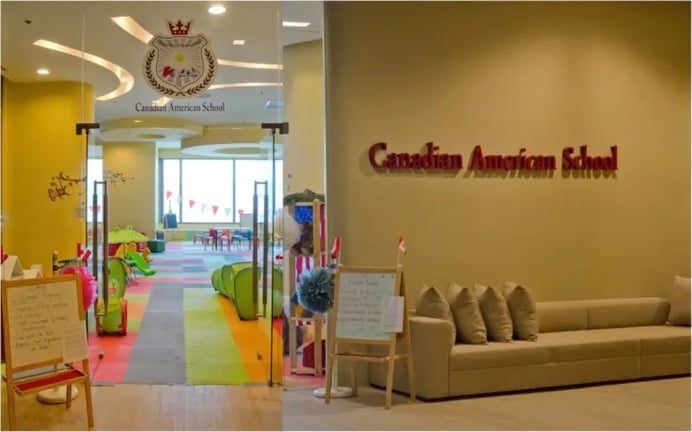 Welcoming entrance of the Canadian American School.