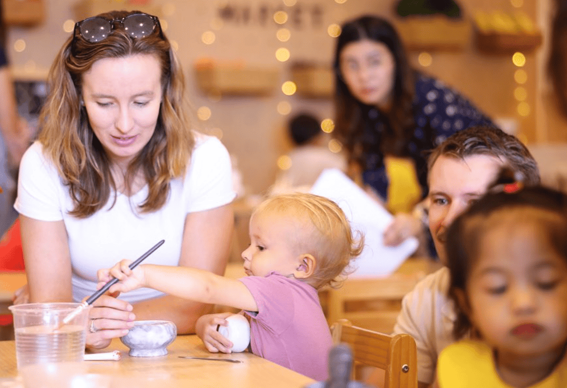A family spending  Saturday morning at Little Gardener’s market.