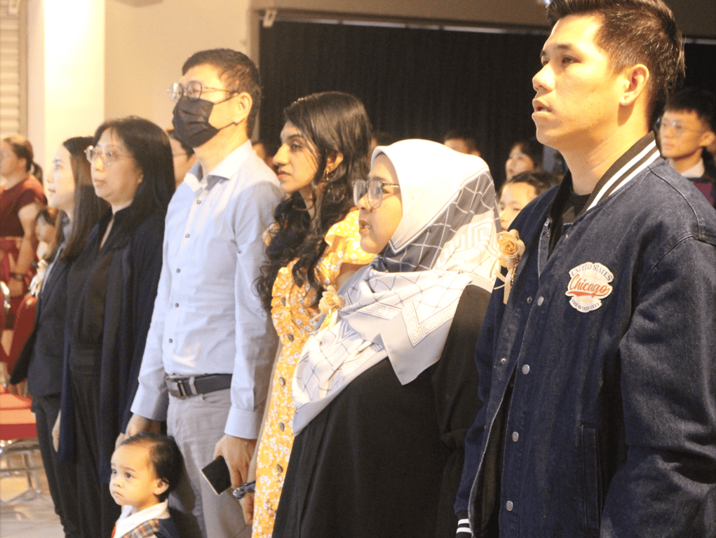 Families attending the graduation ceremony. 