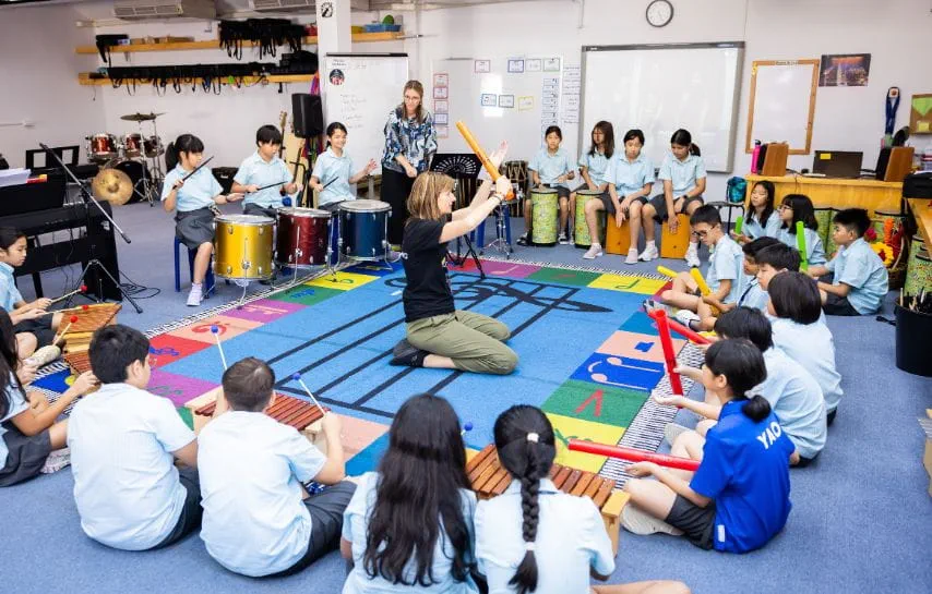 A classroom music session.