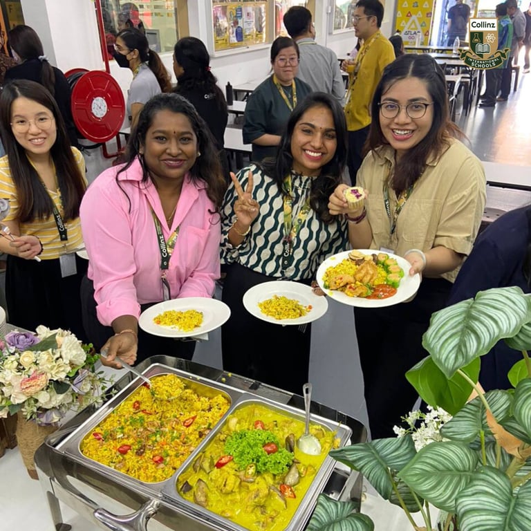 Staff gathering to celebrate Teachers’ Day with a festive lunch.