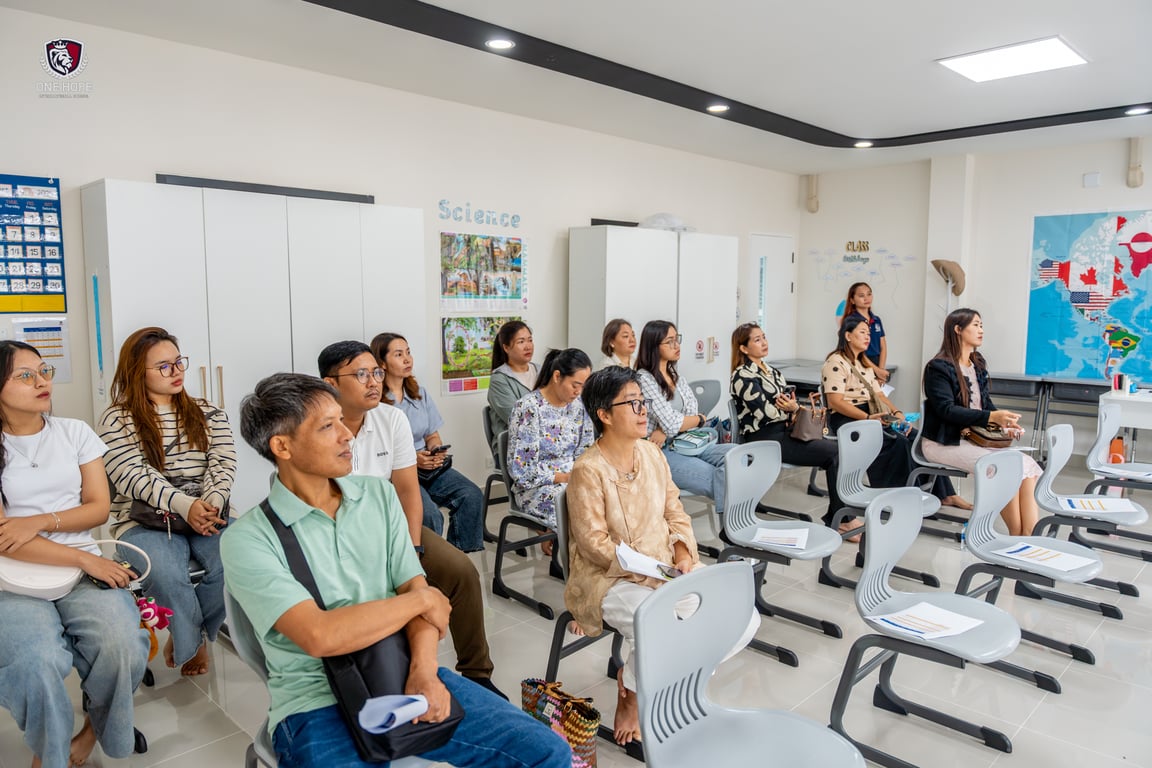 Parents participating in the orientation on the first day of school.