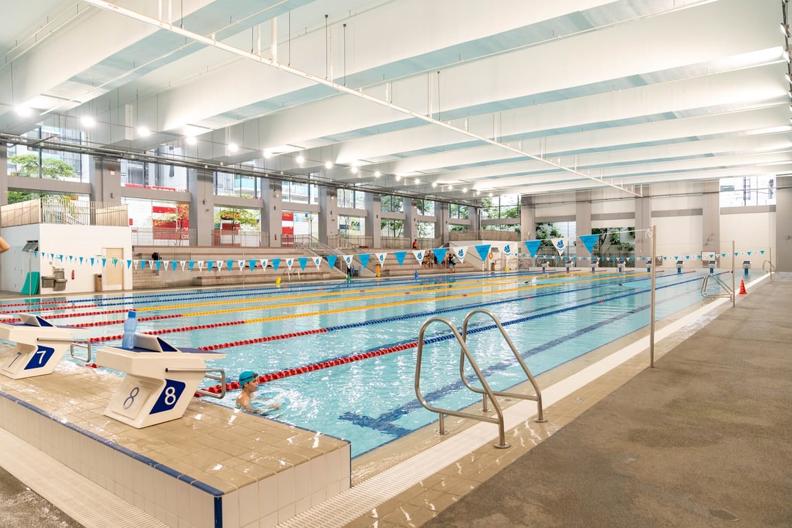 Heated and covered Olympic-sized Swimming Pool