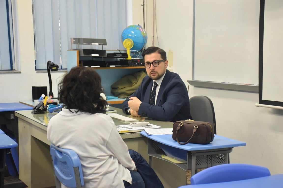 Parent Teacher Evening discussion on student progress and wellbeing.