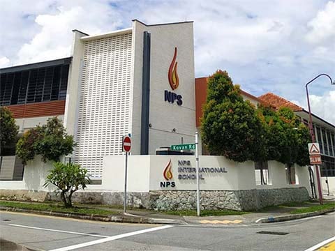 A view of the front of the NPS International School building