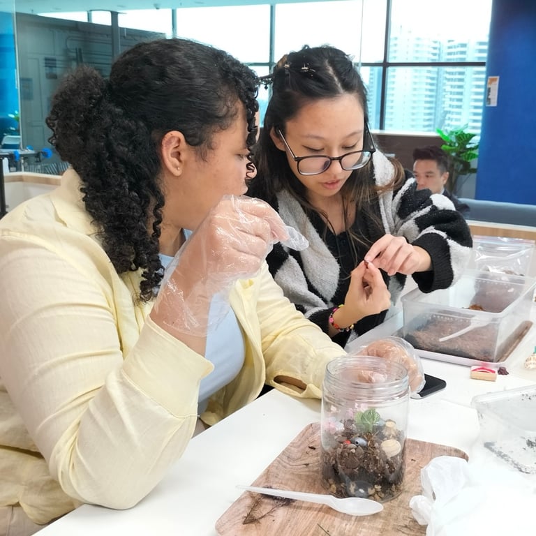 Students taking part in a science experiment during lessons.