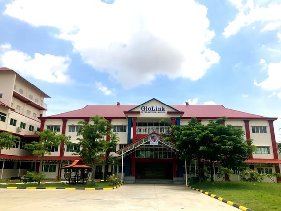 The welcoming main entrance of the GloLink International School primary building.