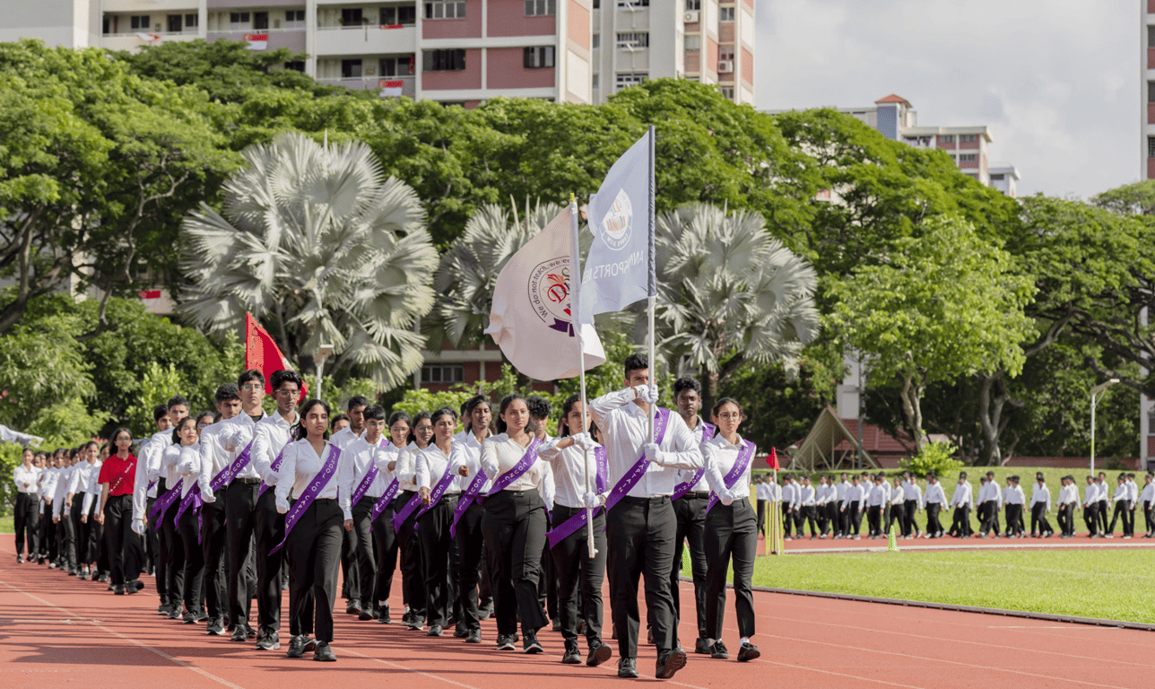 Students marching during the Annual Sports Day parade at DPS International School.