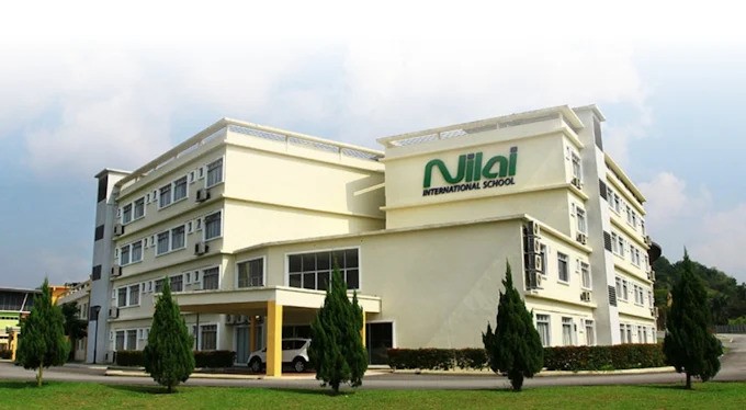 The front entrance of the school building
