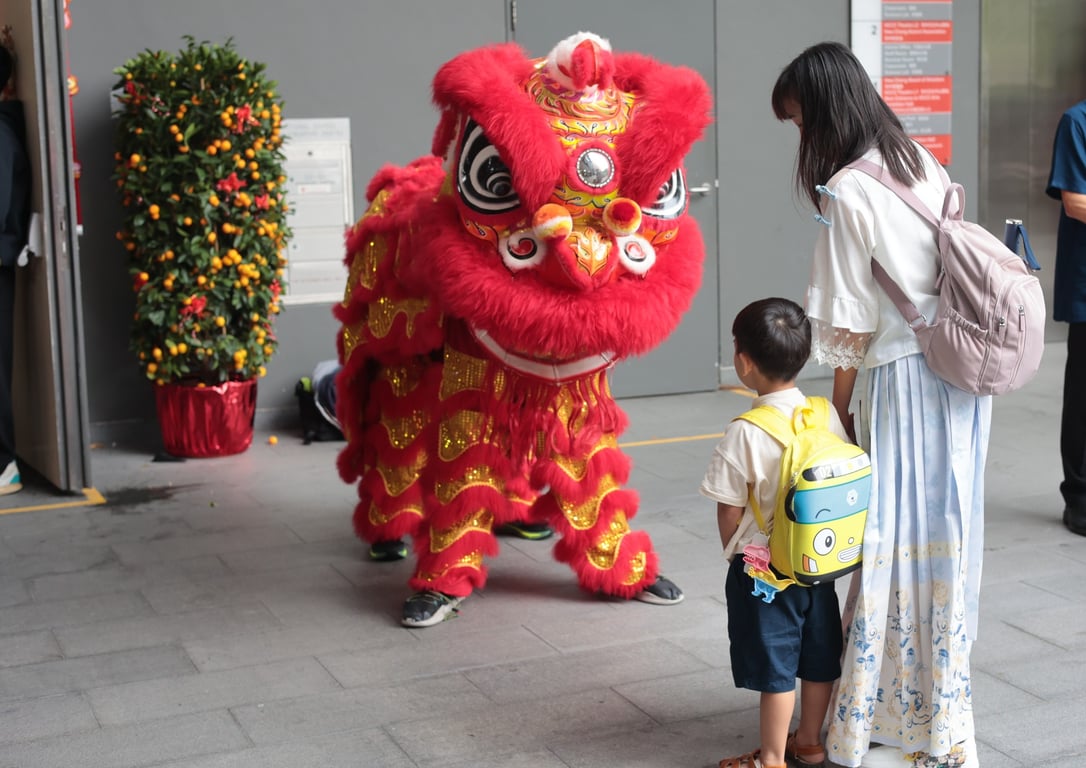 Chinese New Year at HCIS being celebrated with a day of cultural dances and traditions, including a Lion dance