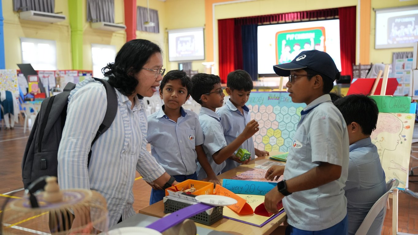 Primary students put on the PYP Exhibition, showcasing their work to parents, students and visiting teachers