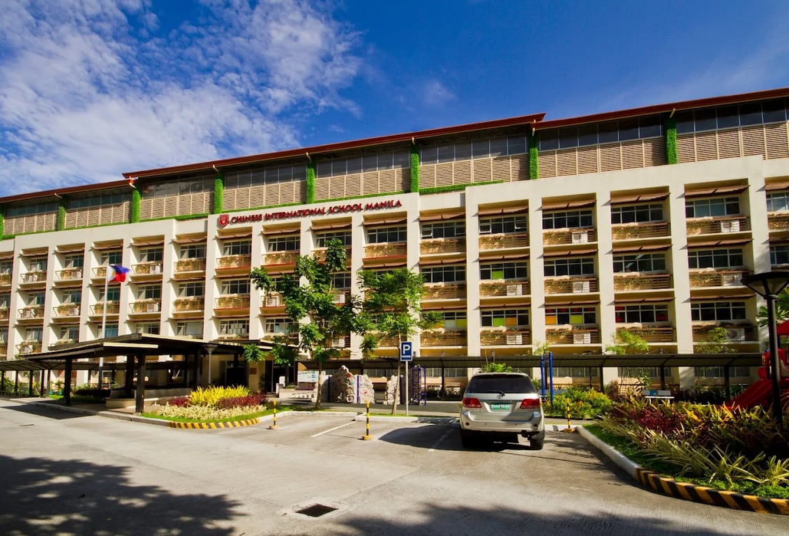 An exterior view of the multi-story academic building at Chinese International School Manila.