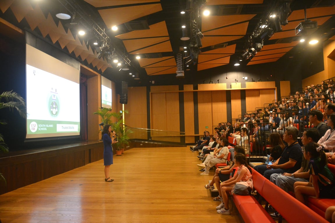 Prospective parents attending a presentation during South Island School’s open day.
