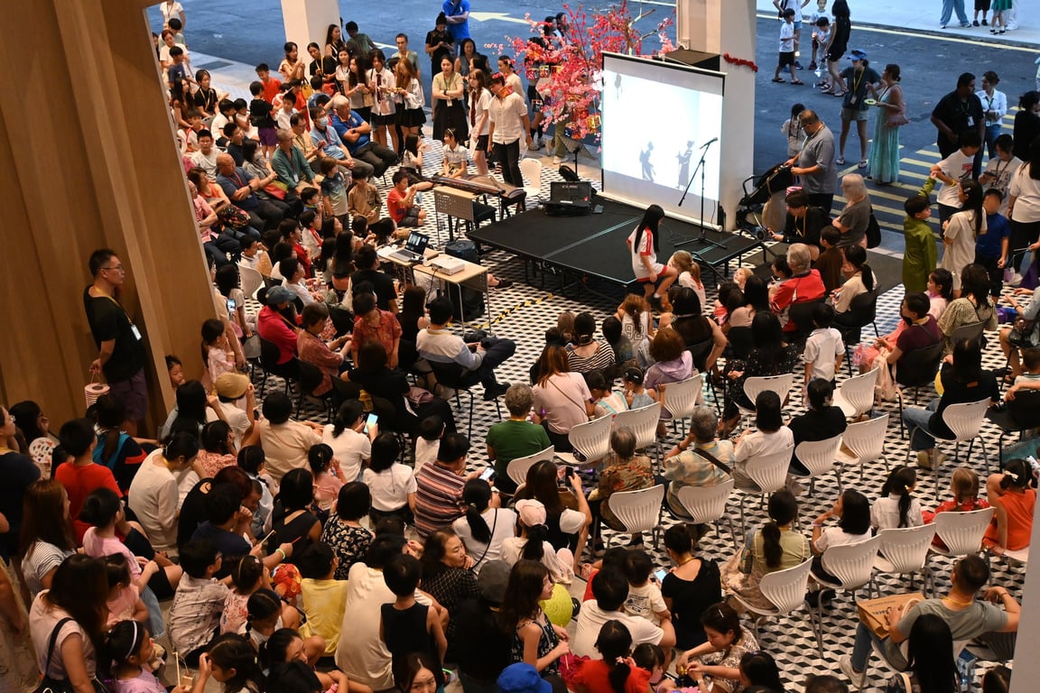 The school community gathering to celebrate Mid-Autumn Festival.