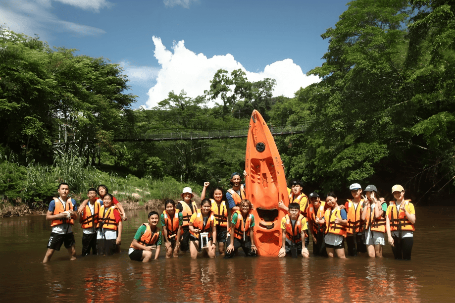 Secondary students paddle into adventure during the thrilling Outdoor Education kayaking experience.