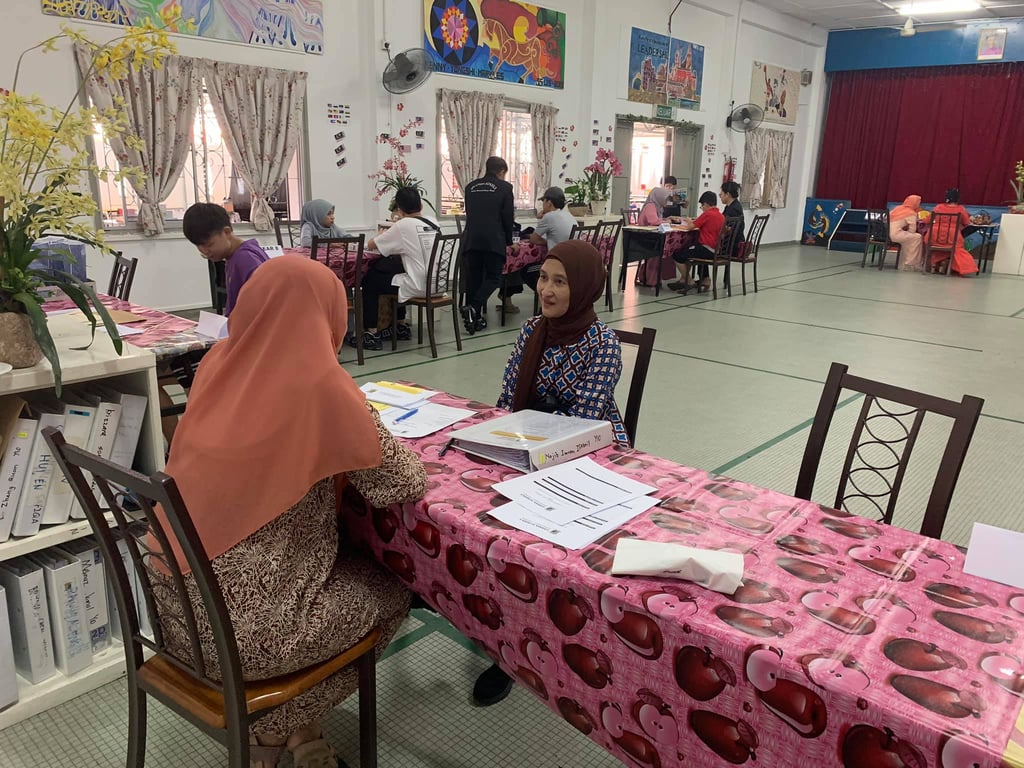 Parents being counselled on annual report day.