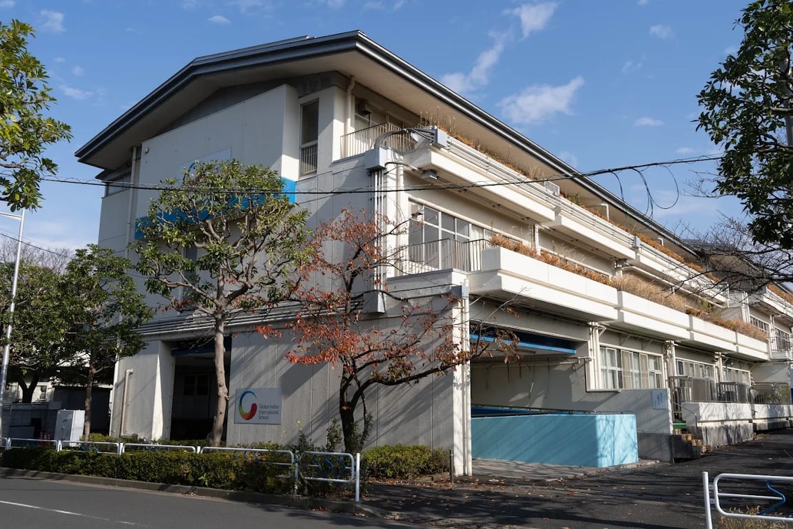 Front exterior of Global Indian International School Tokyo Seishincho Campus.