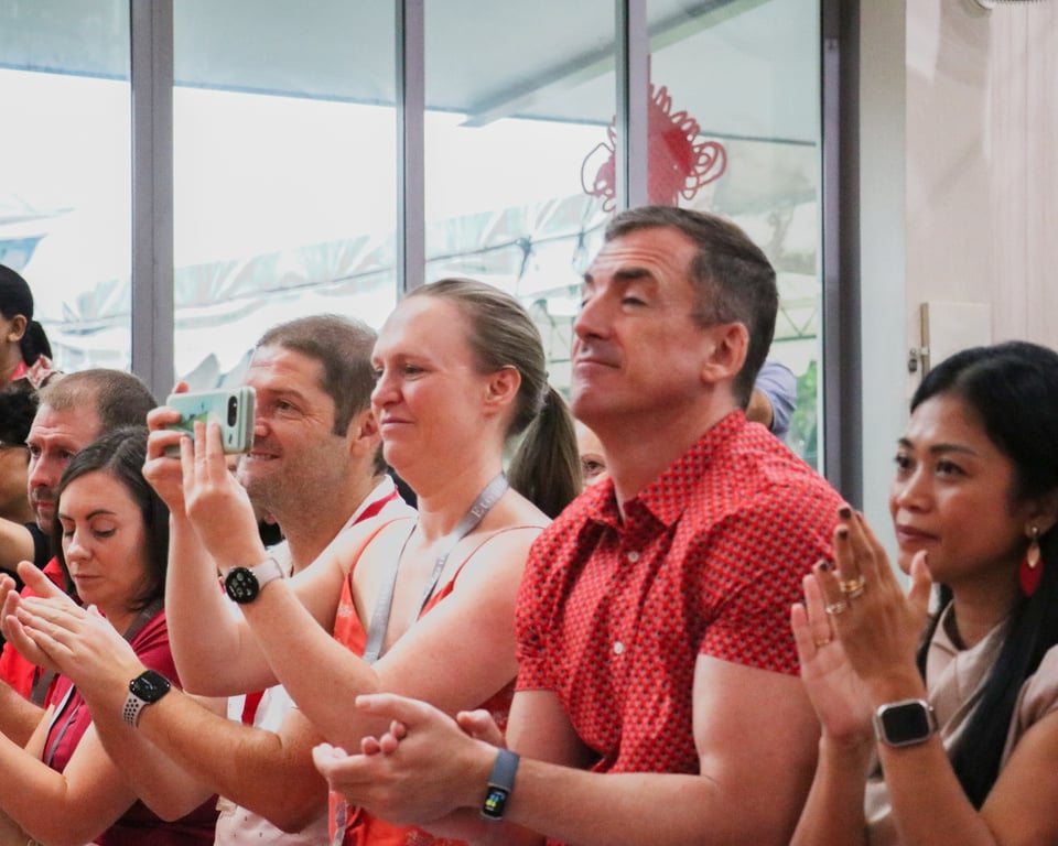 Parents in attendance at the school's Chinese New Year celebrations, with performances by educators and students.