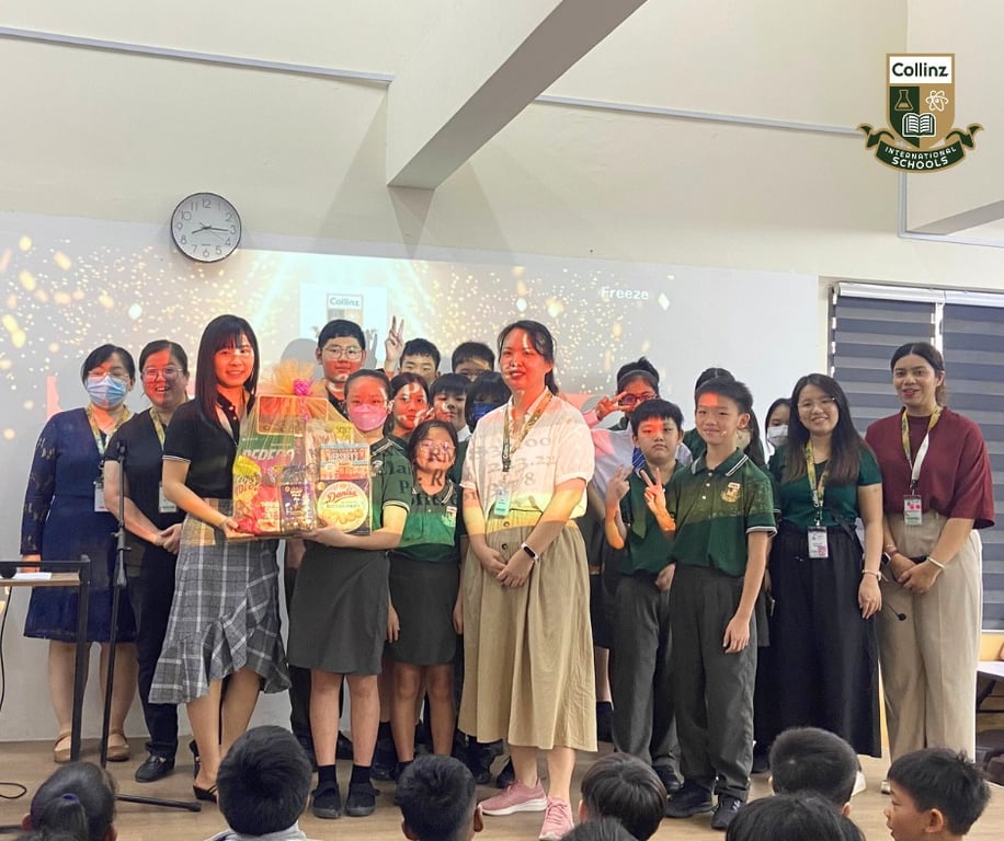 Students and teachers celebrating achievements together on Entrepreneur Day.