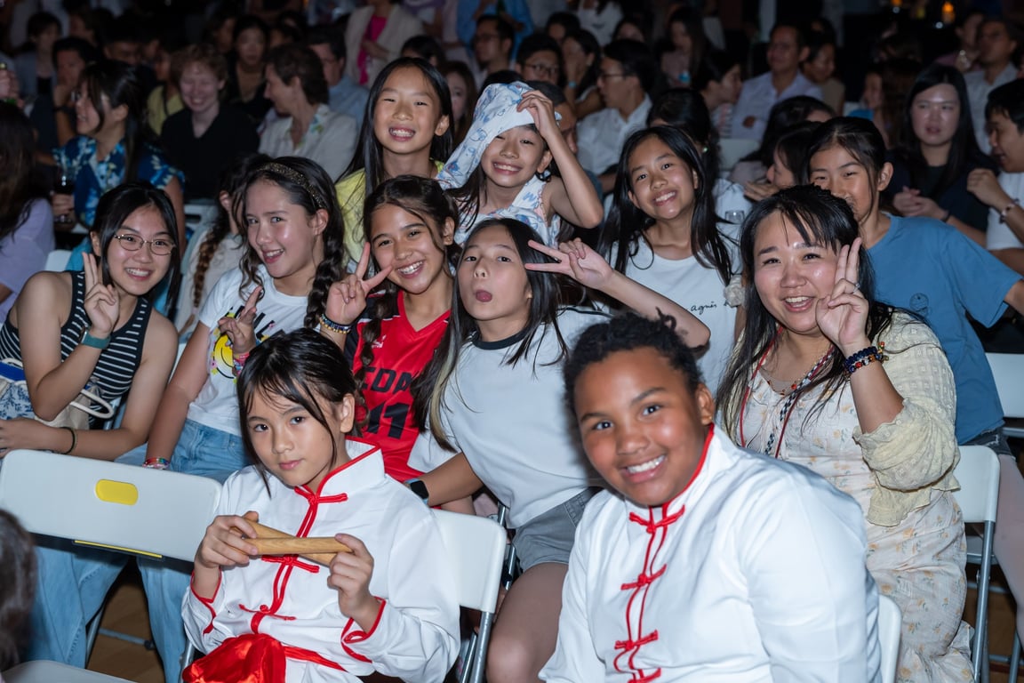 Students celebrating together at the Middle School Grand Opening event.