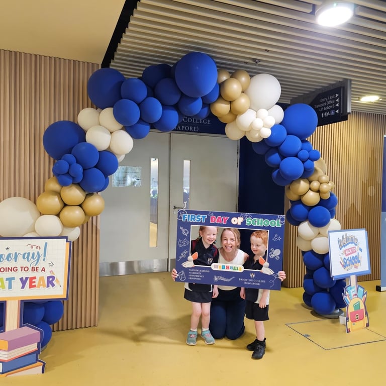 New pupils and families are welcomed to campus on the first day of school