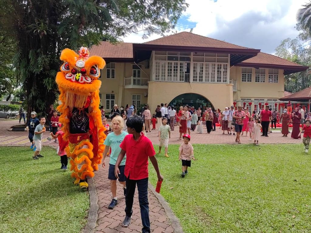 The student community enjoy the Lion Dance during the Lunar New Year celebrations