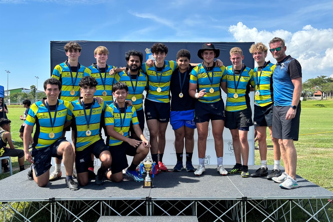 The school's U18 rugby team competing in the FOBISIA 7's tournament.