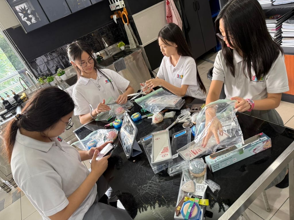 Students turned old shirts into stylish cushion covers during their Sustainable Fashion & Lifestyle CCA