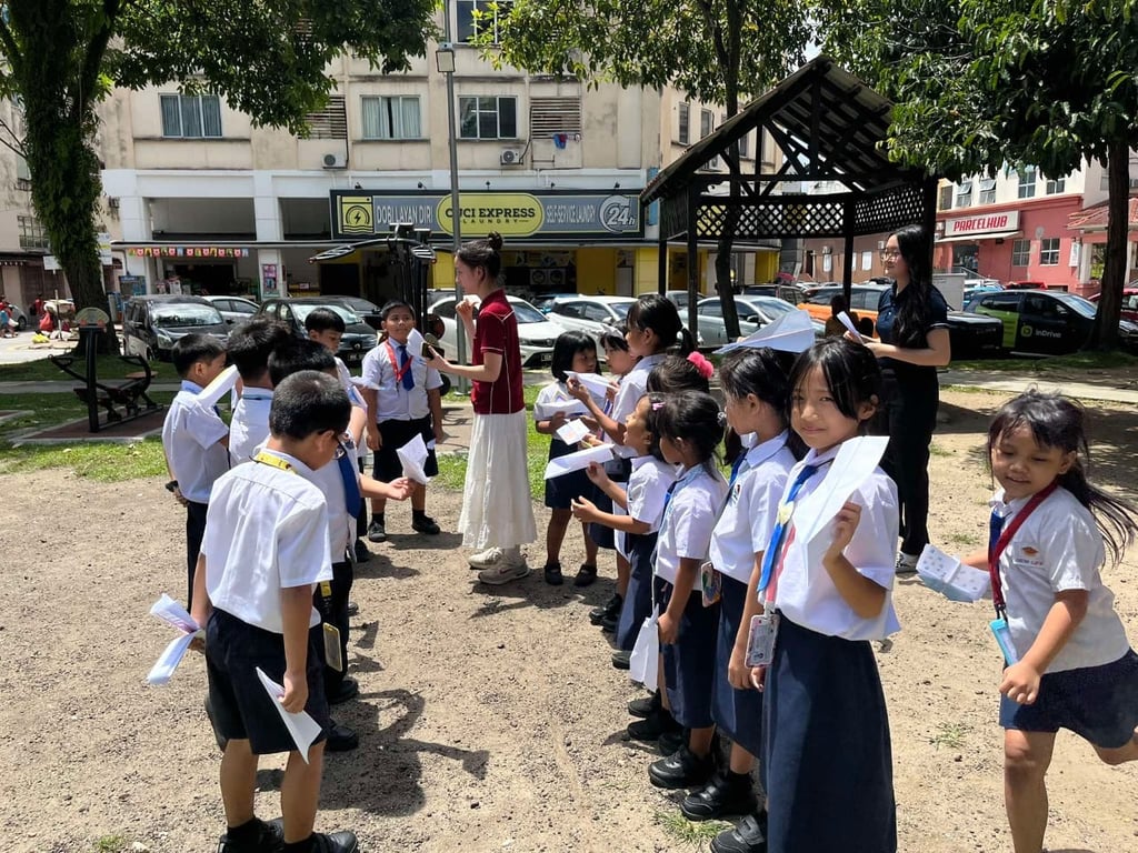 Sixth form students have been volunteering at New Life Refugee School, helping the children with Arts and Maths.