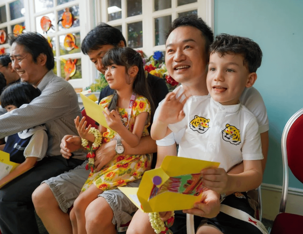 Father and child during National Father’s Day activities at school.