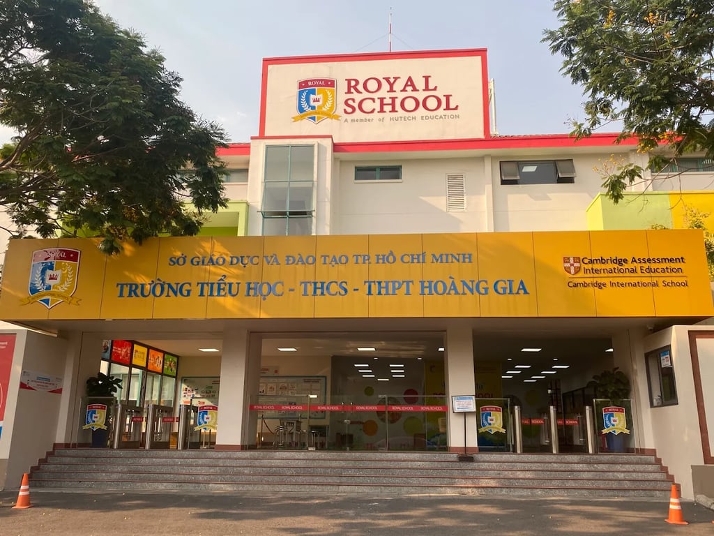 Main entrance steps at Royal School Phu My Hung campus.