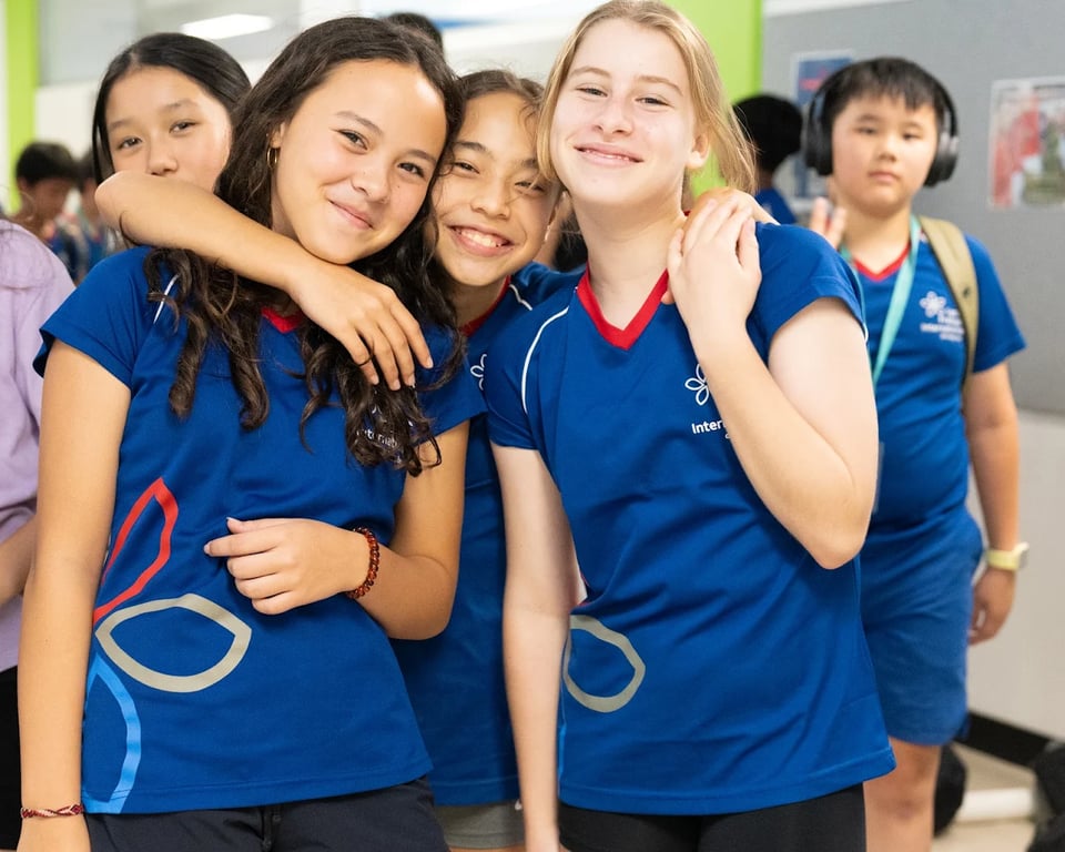 Students posing together after class.