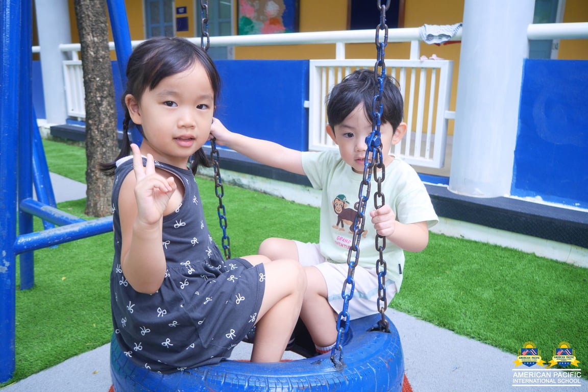 Young students enjoying playtime during the first week of school.