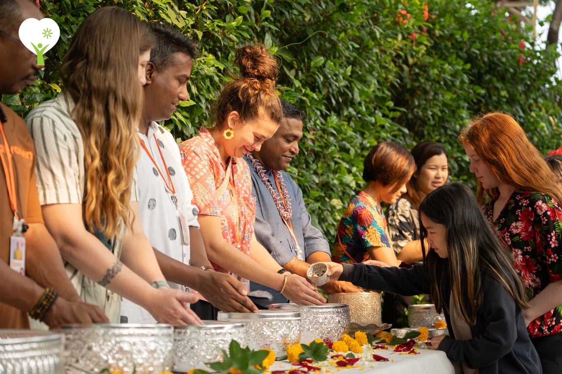 The school community celebrating Songkran.