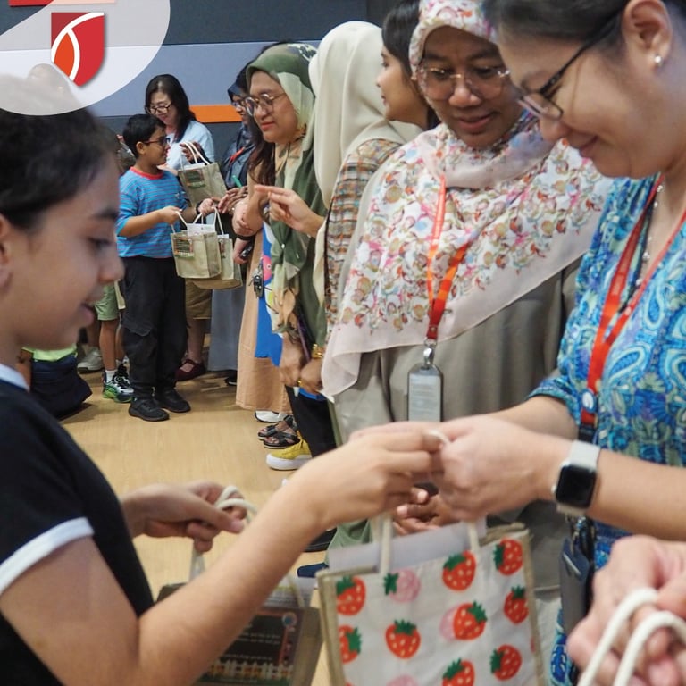 A student presenting class gifts on Teacher's celebrations day 