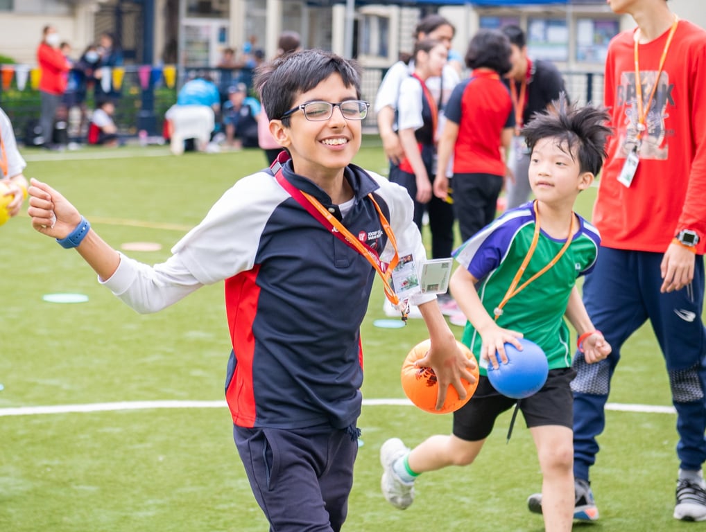 Primary students participating in Sports for All Day activities.