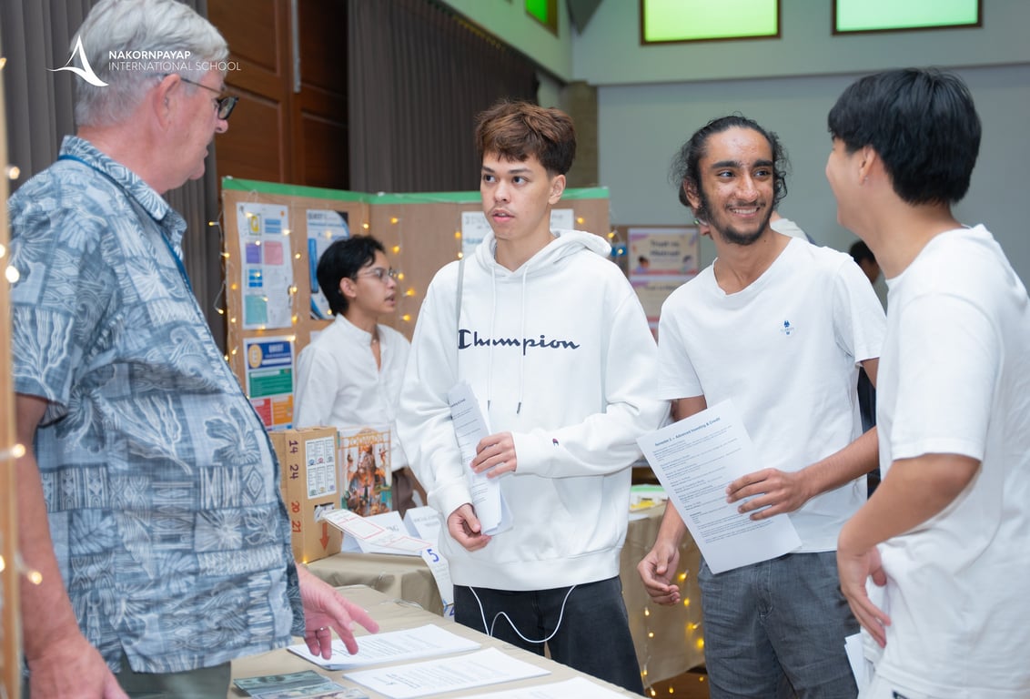Students exploring course options at the Elective Fair.