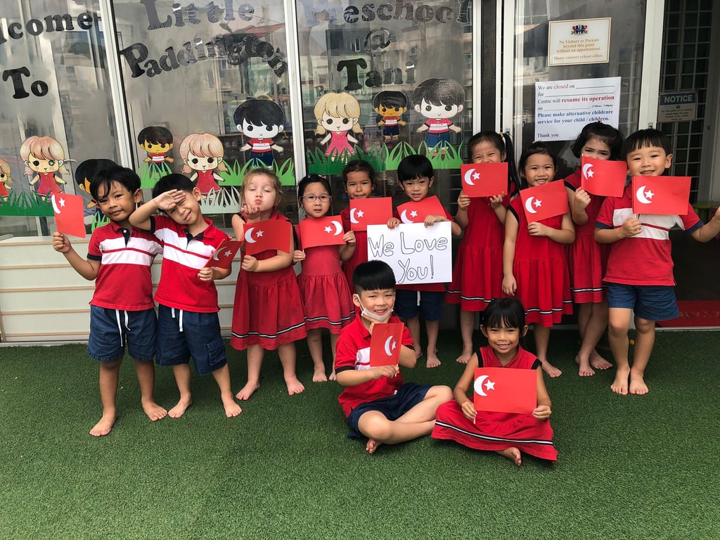 Students dressed up in traditional colours to celebrate National Day