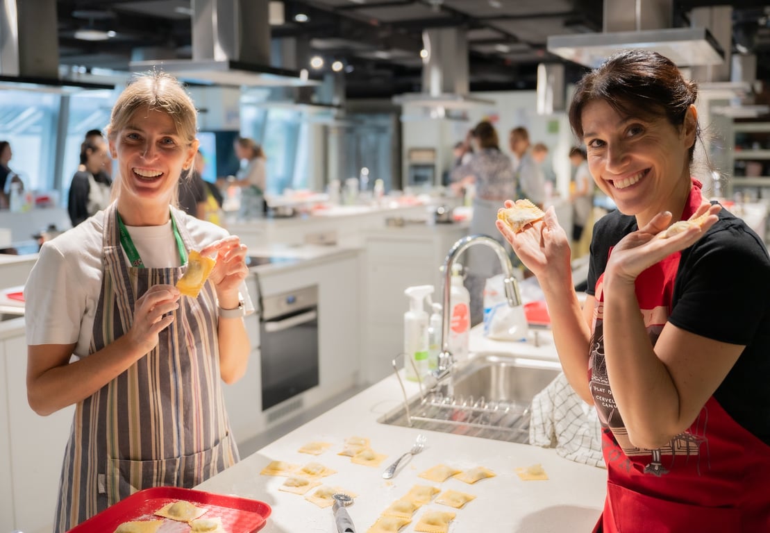 Parents attending a Friends of Dulwich Cookery Class.