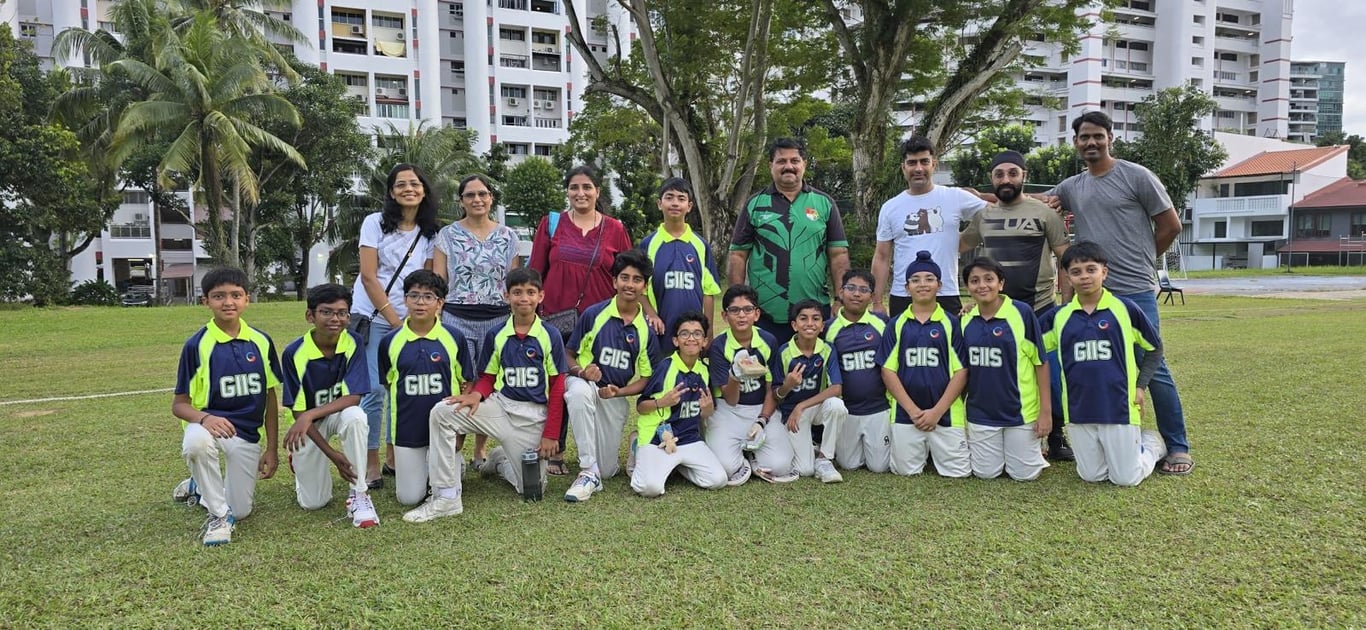 The GIIS SMART campus Under 12s cricket team wins gold in the Division 1 Tournament, involving other local international schools