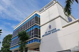 A photo taken from the front of the main building of St Francis Methodist School