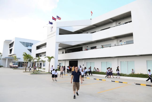 Vibrant white color of the Western International School main campus building.