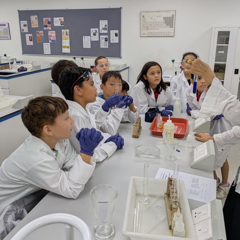 Students during a practical experiment in one of the dedicated science labs on campus.